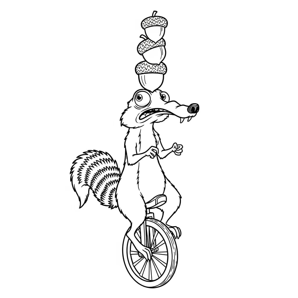 Personagens da Era do Gelo para colorir – Manny, Sid, Diego e Scrat em desenho preto e branco