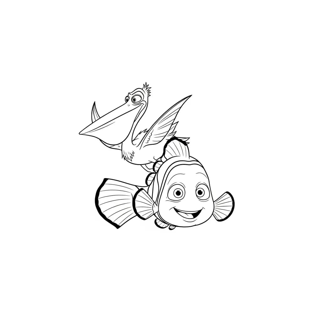 Nemo e Nigel voando para colorir