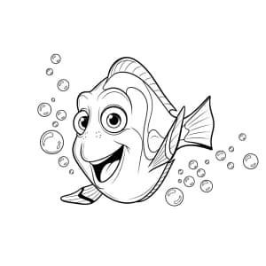Dory sorridente para colorir