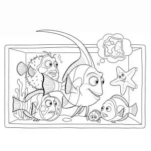 Gill e amigos do aquário para colorir