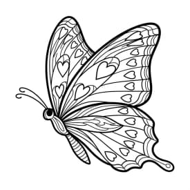 Desenho para colorir de borboleta com asas abertas repletas de detalhes simétricos, pousada sobre uma flor em um jardim — ideal para imprimir grátis e aproveitar atividades criativas e relaxantes com temas da natureza.