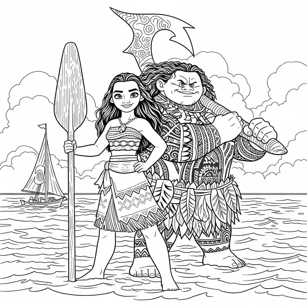 Desenho da Moana para colorir – Imprimir grátis