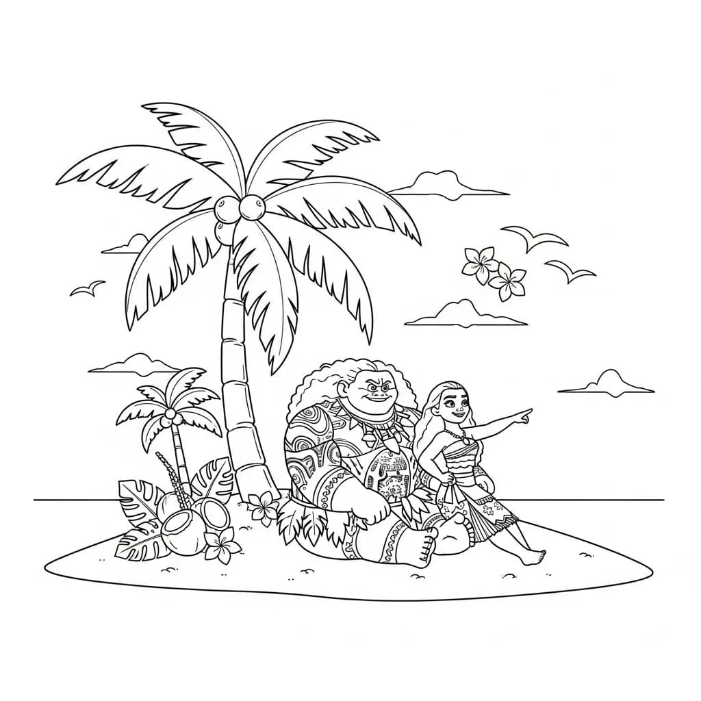 Desenho da Moana para colorir – Imprimir grátis