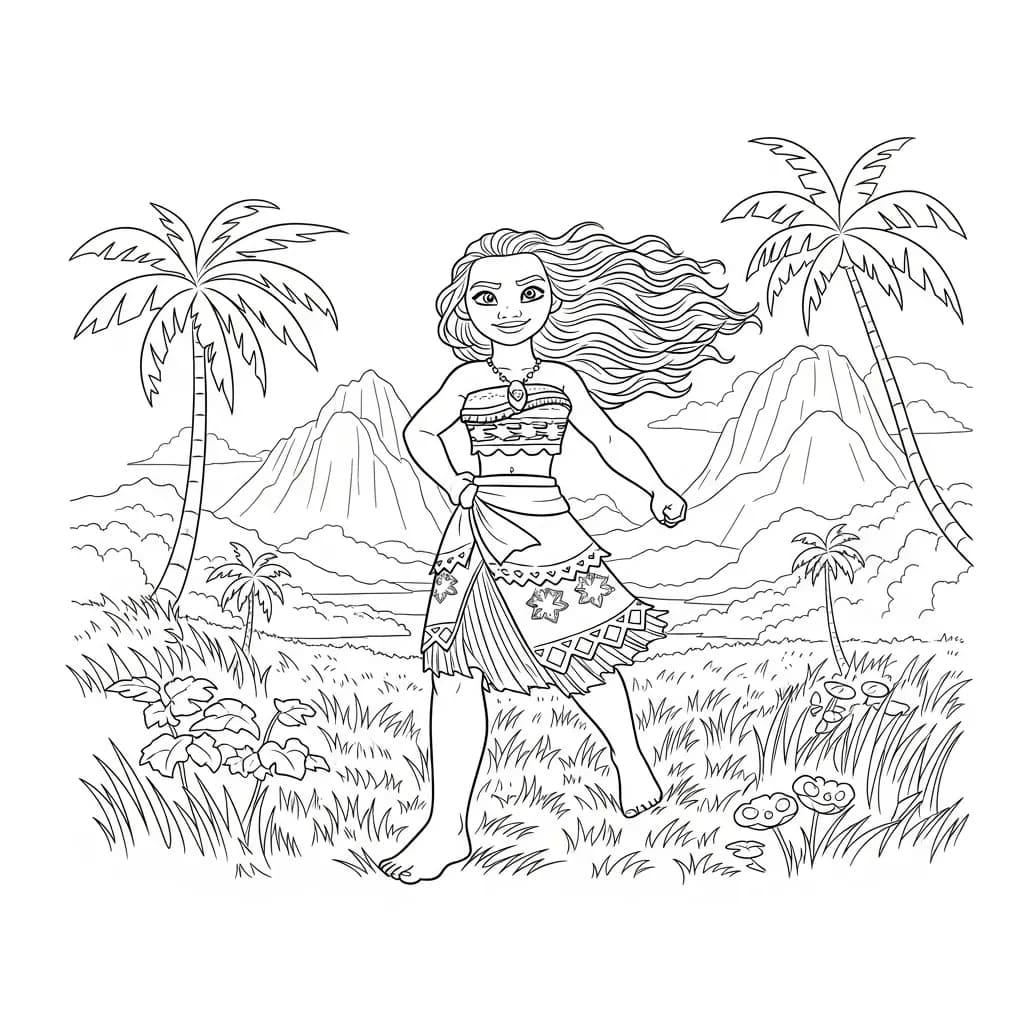 Desenho da Moana para colorir – Imprimir grátis