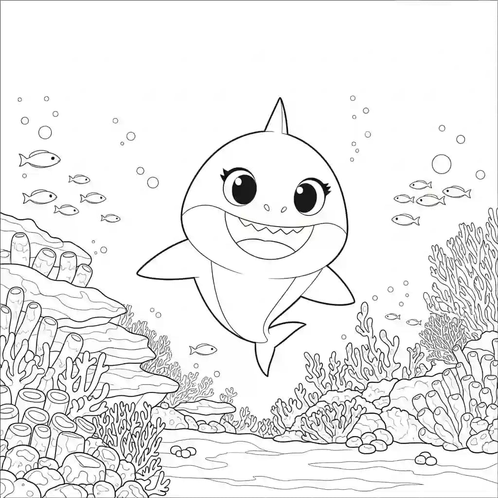 Desenho do Baby Shark para Colorir e Imprimir