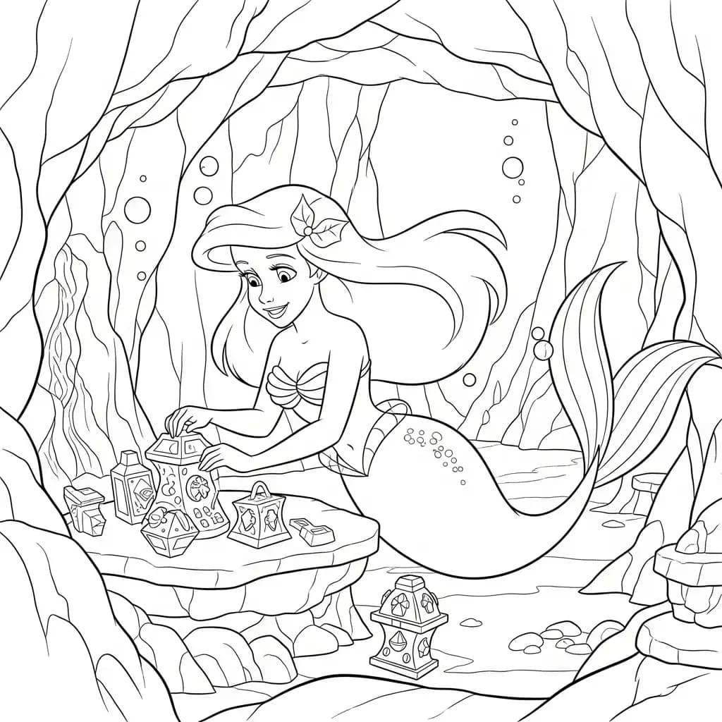 Desenhos da Ariel para Imprimir e Colorir