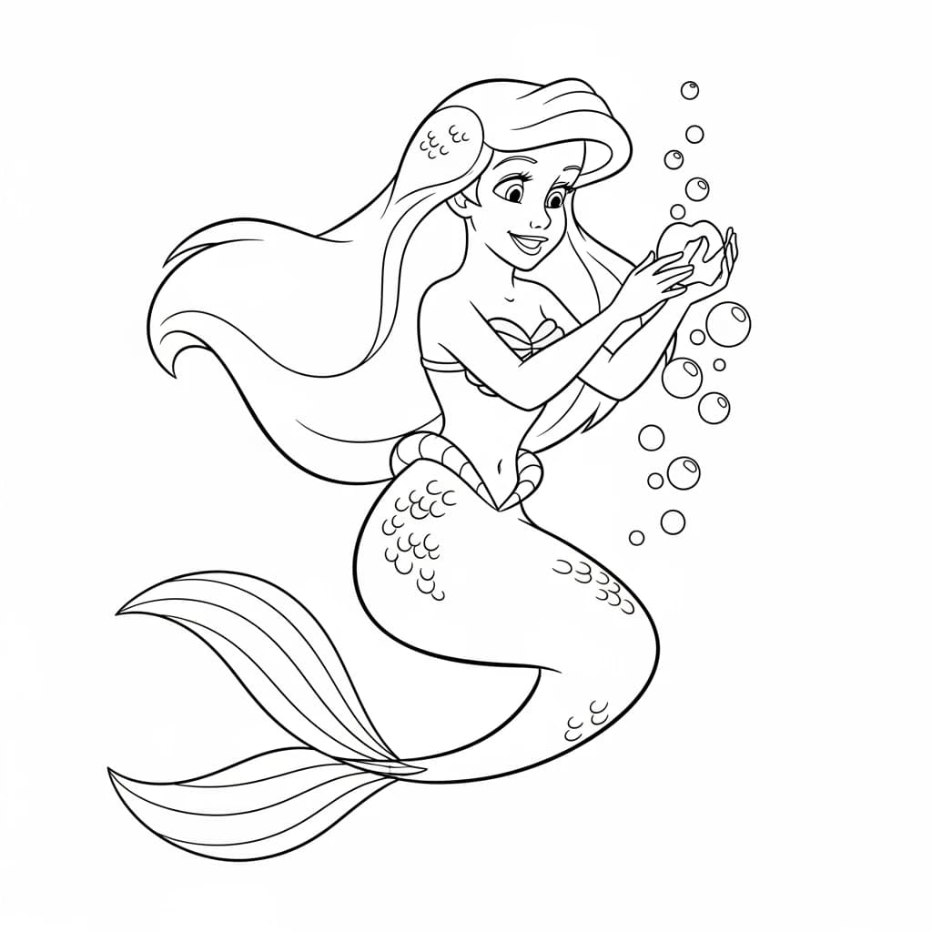Desenhos da Ariel para Imprimir e Colorir