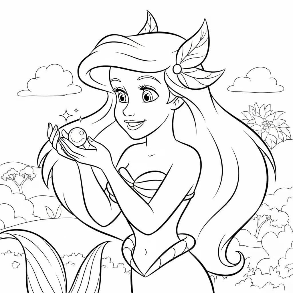 Desenhos da Ariel para Imprimir e Colorir