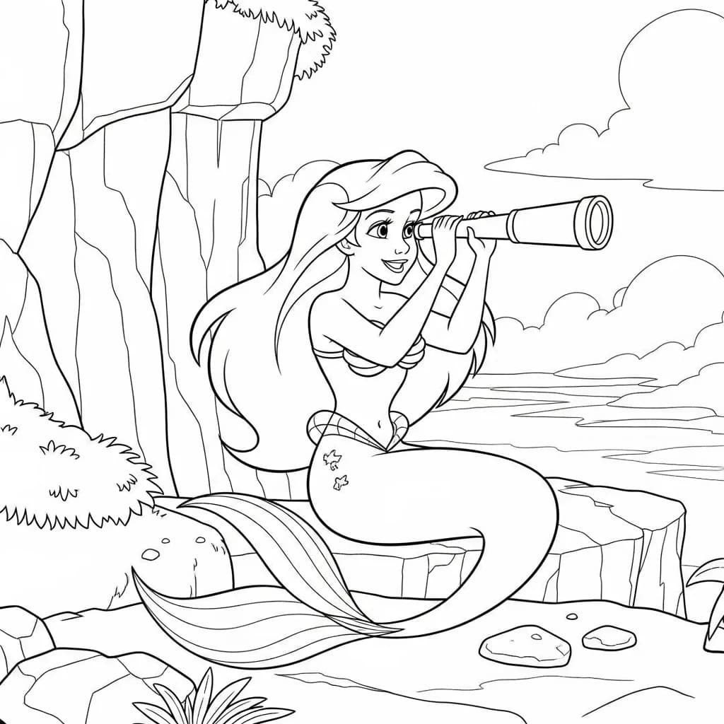 Desenhos da Ariel para Imprimir e Colorir