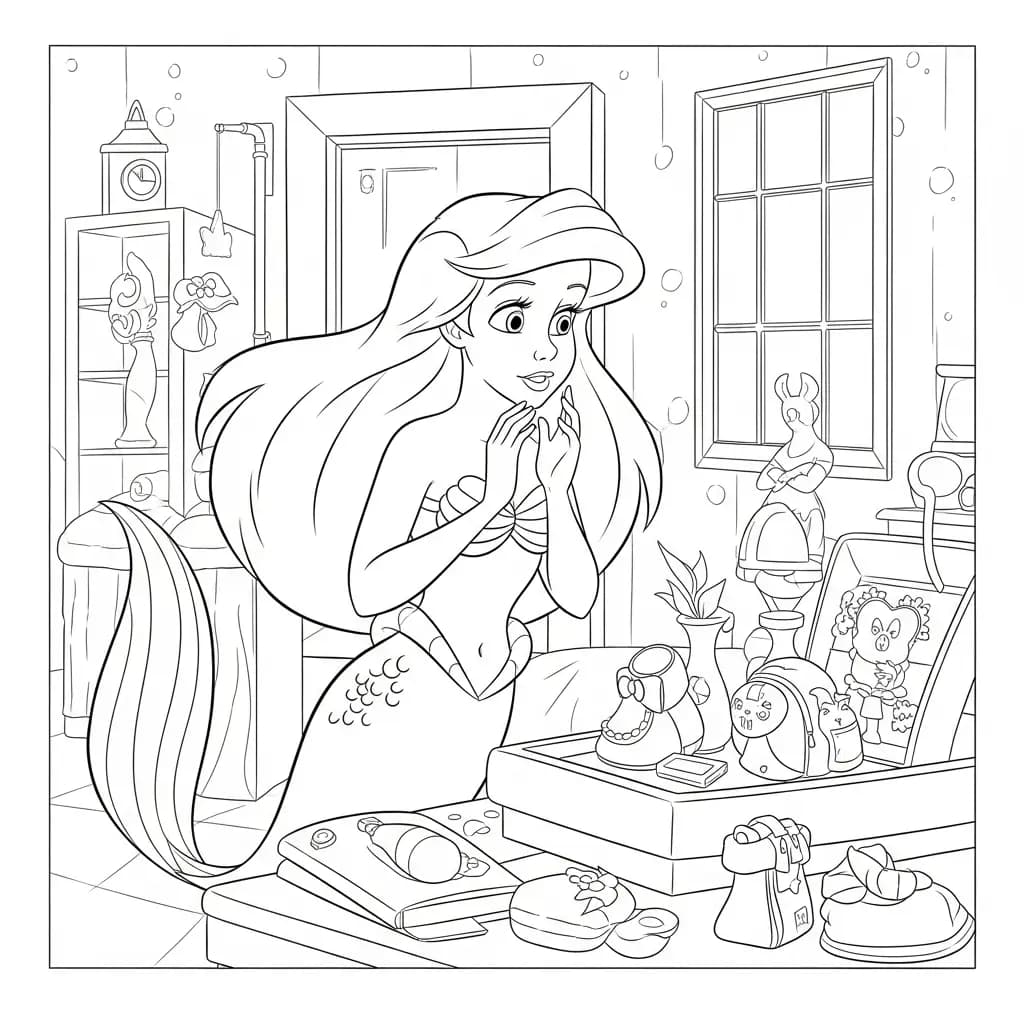 Desenhos da Ariel para Imprimir e Colorir