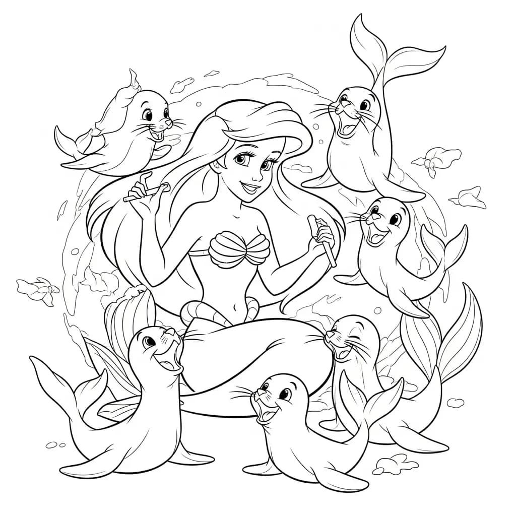 Desenhos da Ariel para Imprimir e Colorir