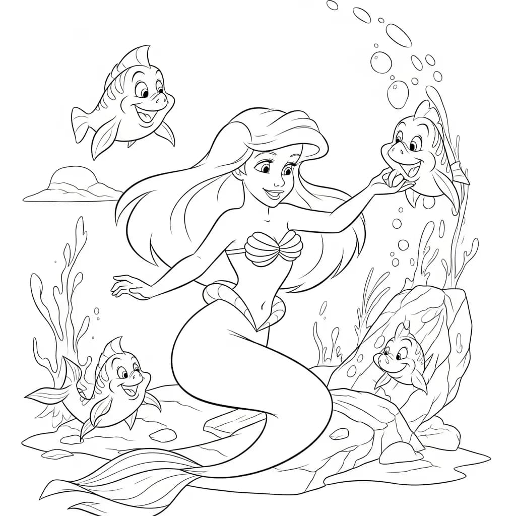 Desenhos da Ariel para Imprimir e Colorir