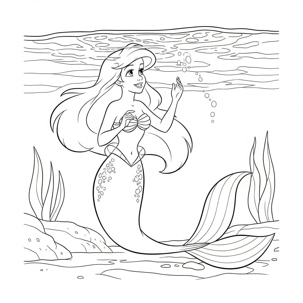 Desenhos da Ariel para Imprimir e Colorir