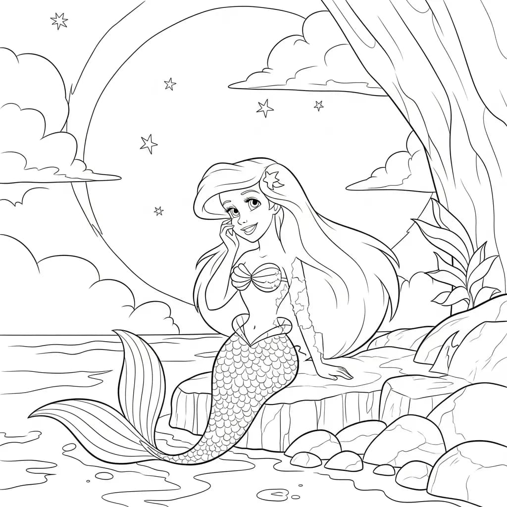 Desenhos da Ariel para Imprimir e Colorir