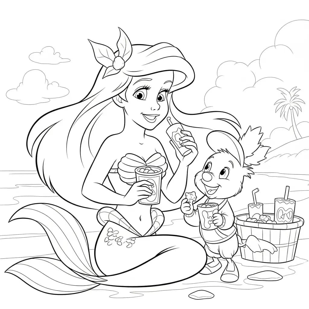 Desenhos da Ariel para Imprimir e Colorir