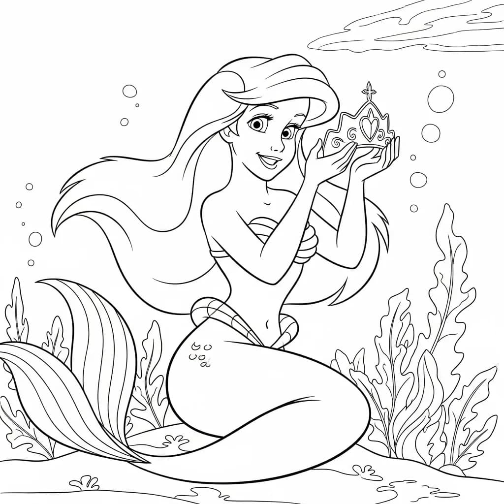 Desenhos da Ariel para Imprimir e Colorir