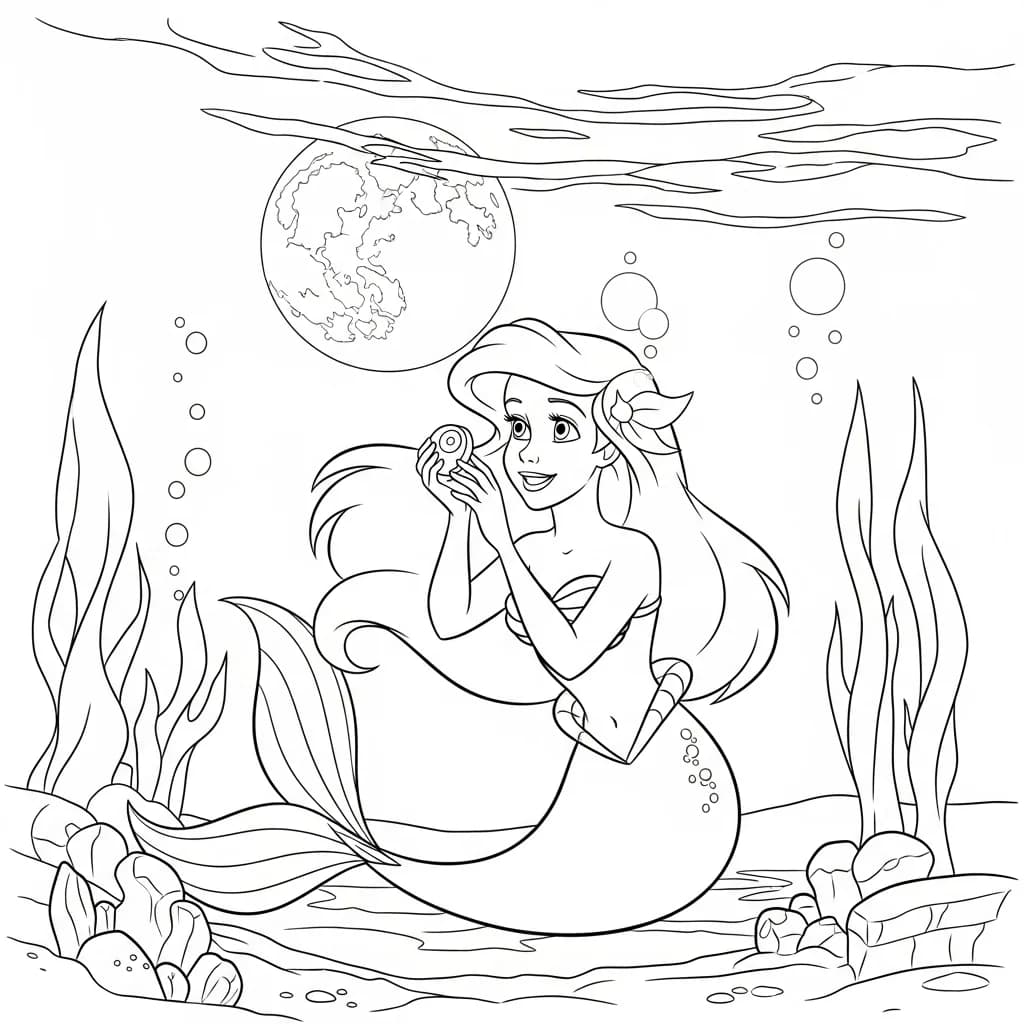 Desenhos da Ariel para Imprimir e Colorir