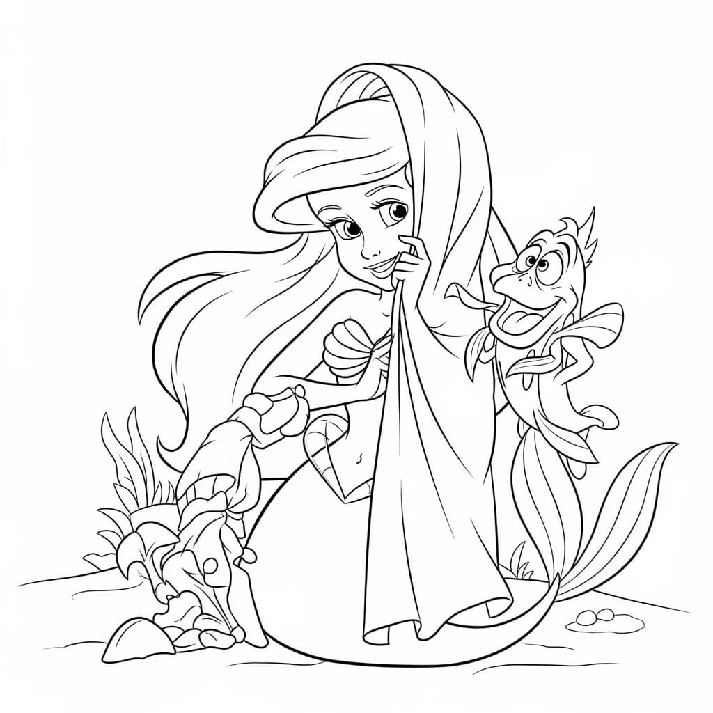 Desenhos da Ariel para Imprimir e Colorir