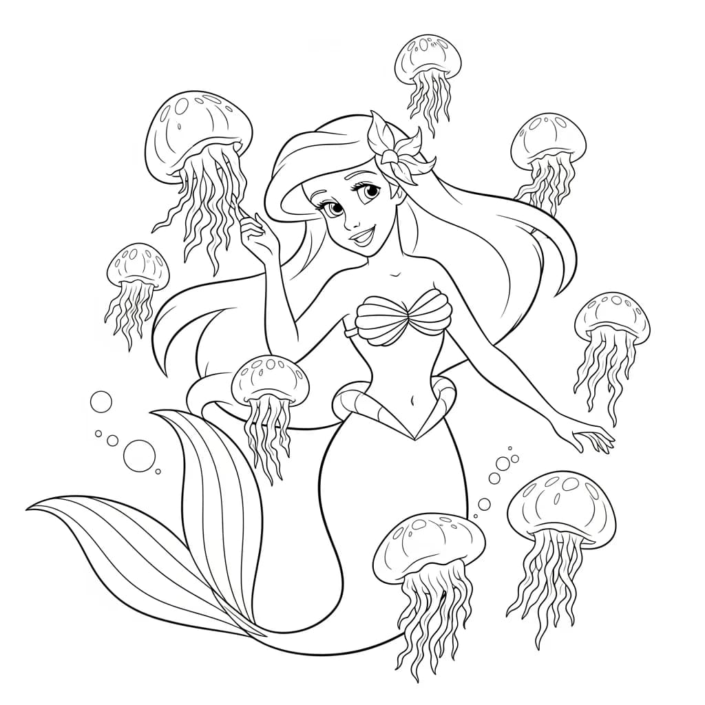 Desenhos da Ariel para Imprimir e Colorir