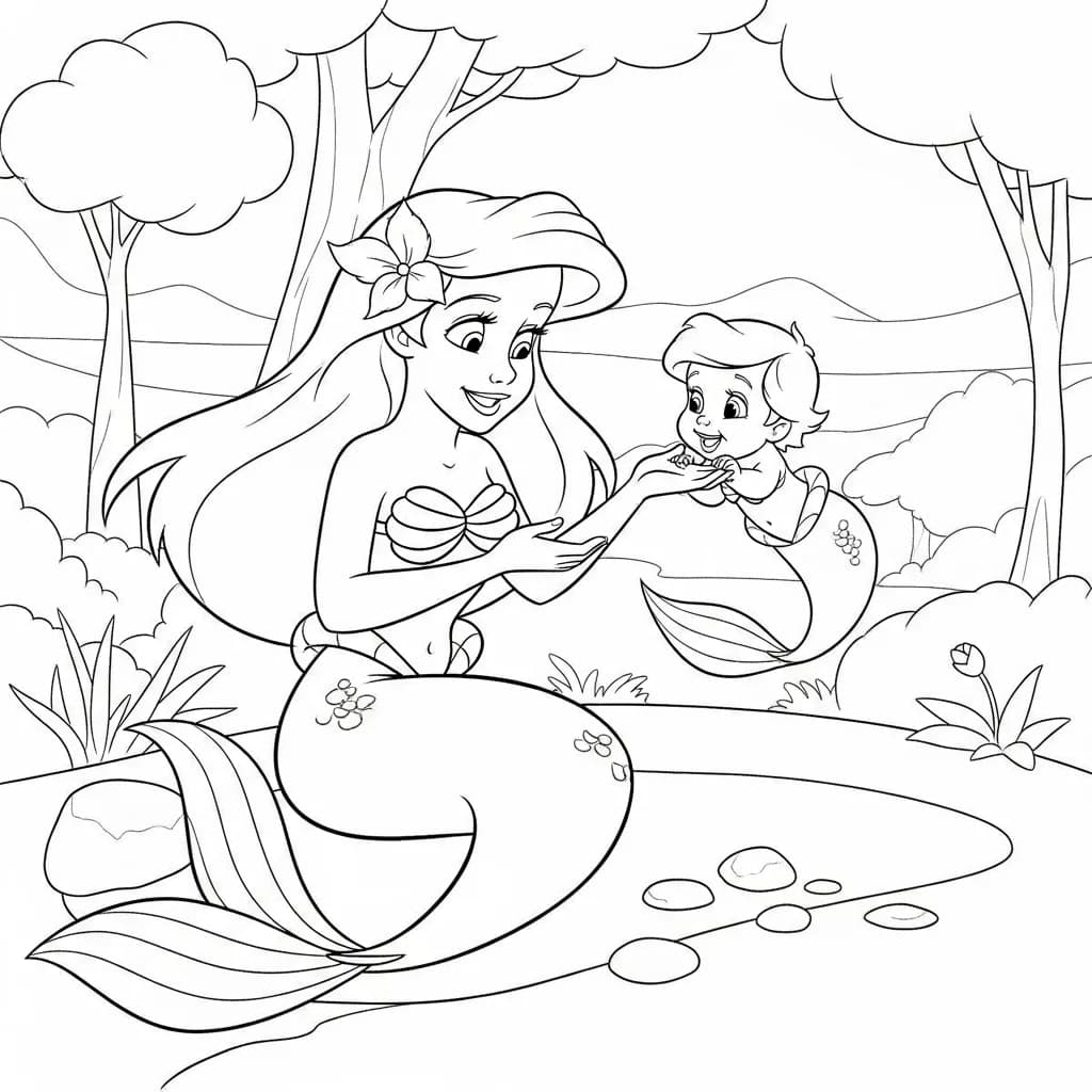 Desenhos da Ariel para Imprimir e Colorir