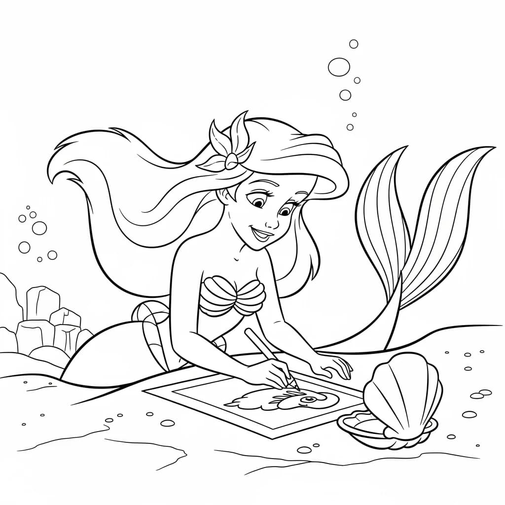 Desenhos da Ariel para Imprimir e Colorir