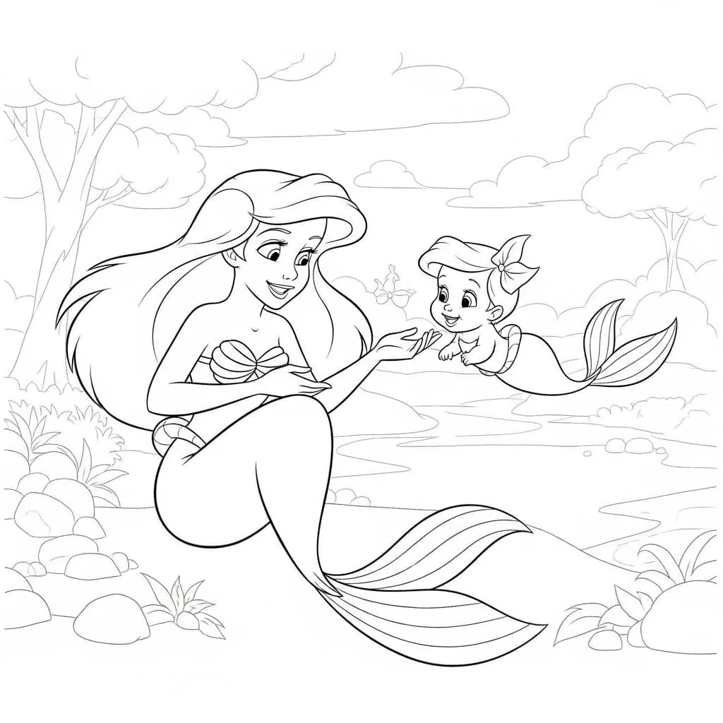 Desenhos da Ariel para Imprimir e Colorir