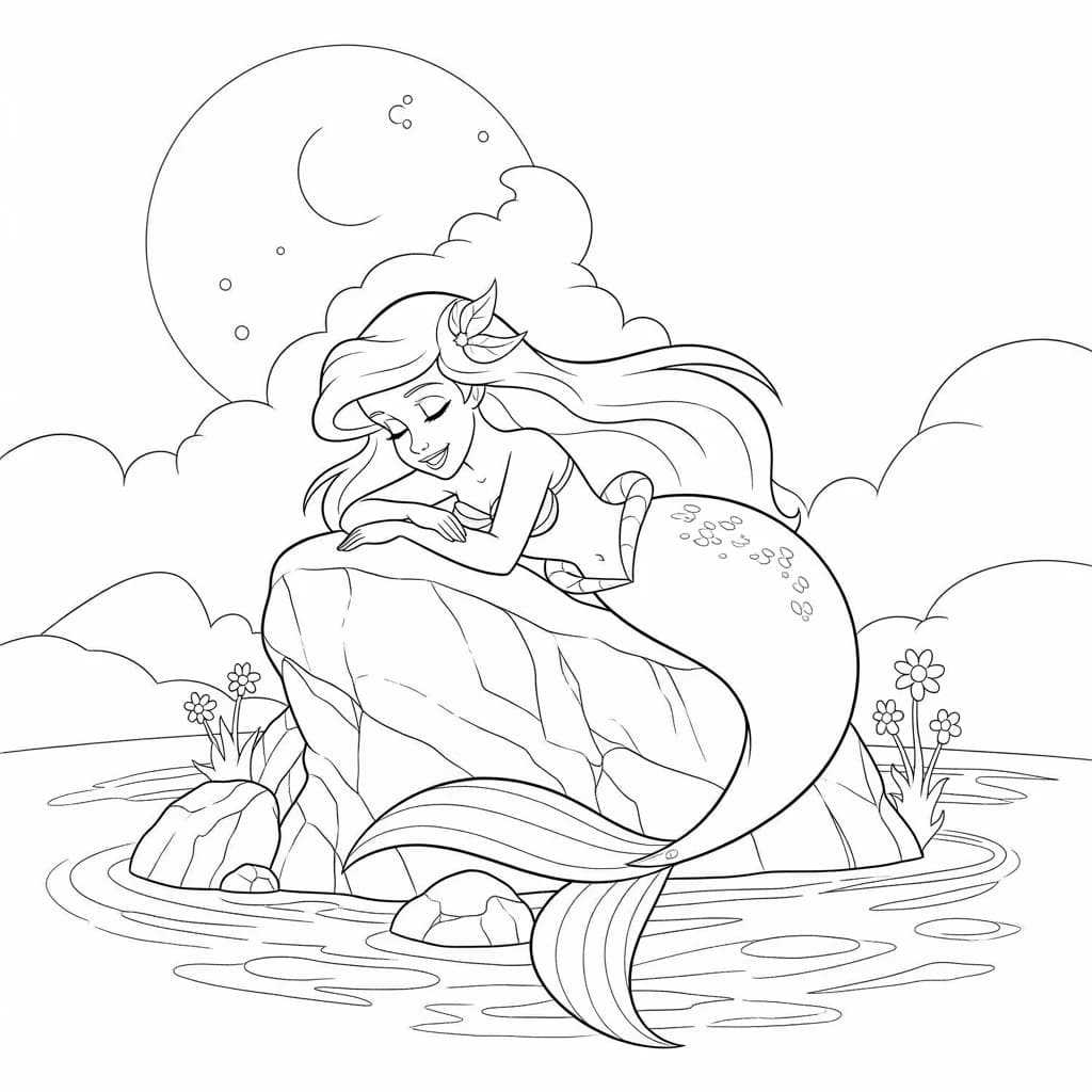 Desenhos da Ariel para Imprimir e Colorir