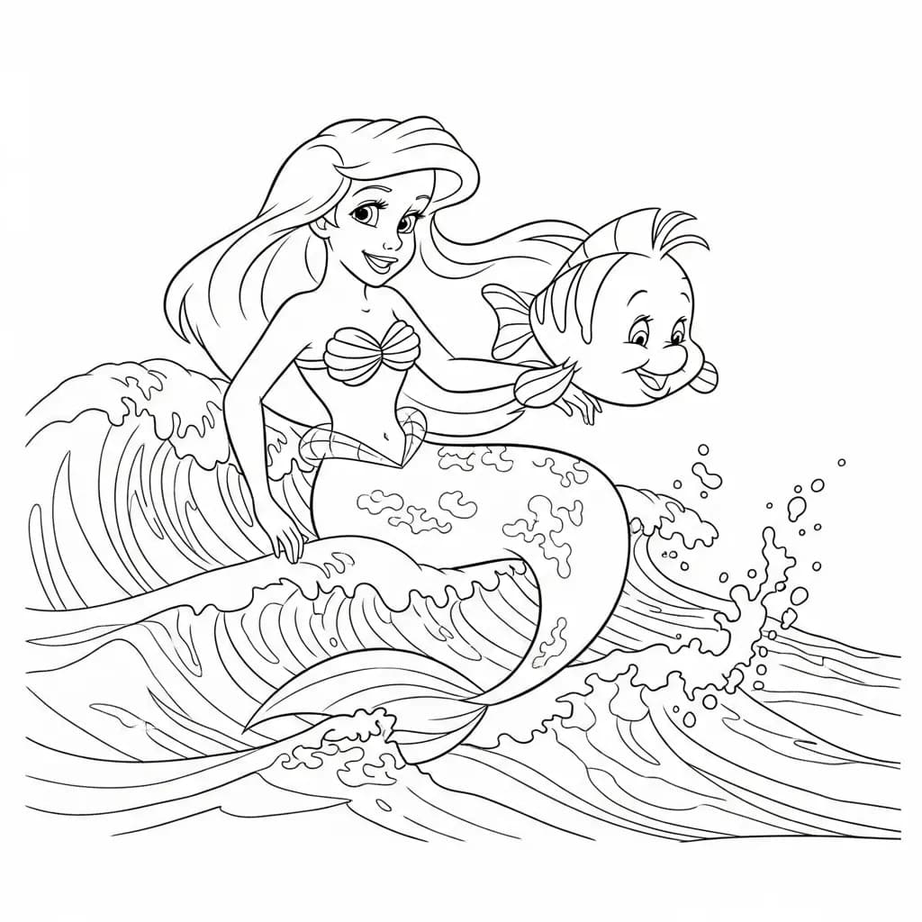Desenhos da Ariel para Imprimir e Colorir