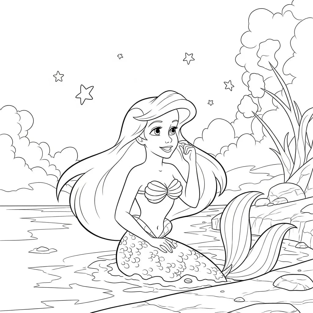 Desenhos da Ariel para Imprimir e Colorir