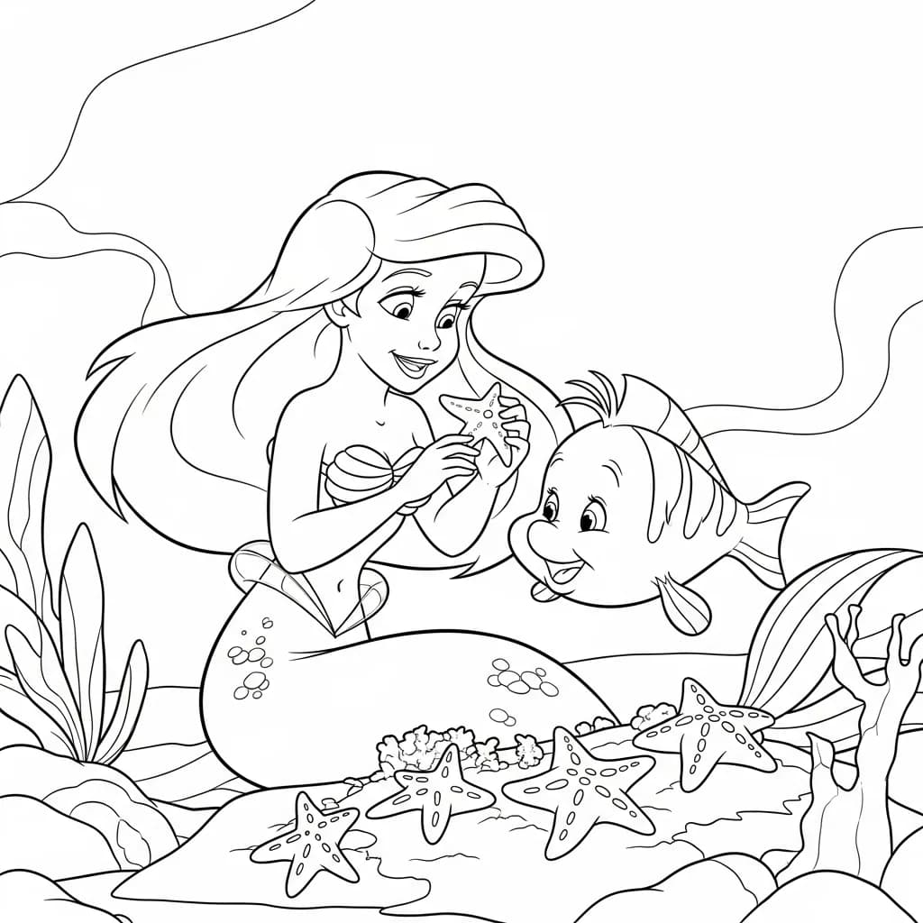 Desenhos da Ariel para Imprimir e Colorir
