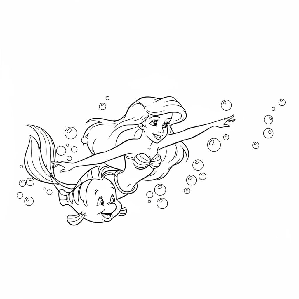 Desenhos da Ariel para Imprimir e Colorir