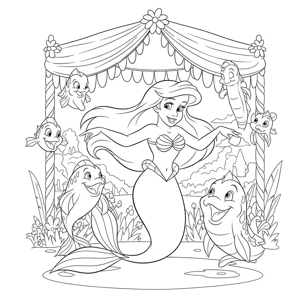 Desenhos da Ariel para Imprimir e Colorir