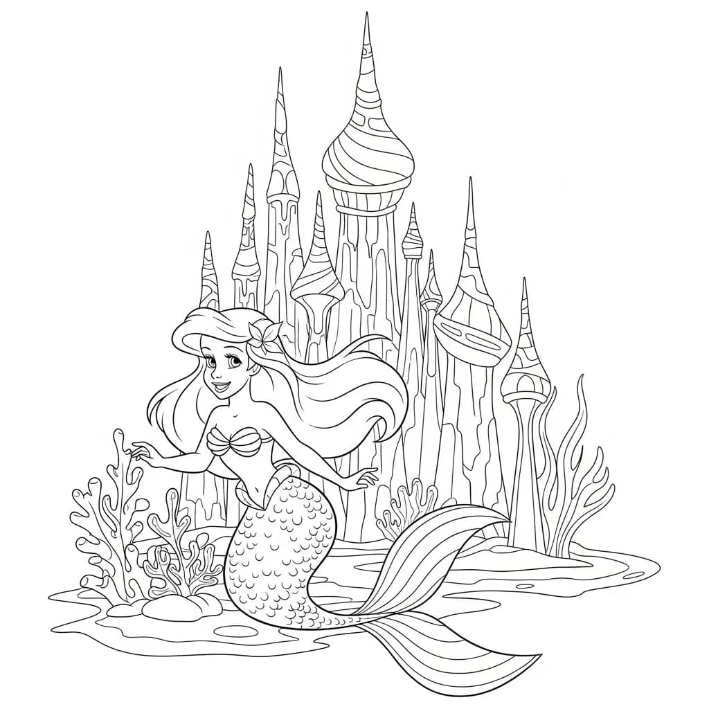 Desenhos da Ariel para Imprimir e Colorir