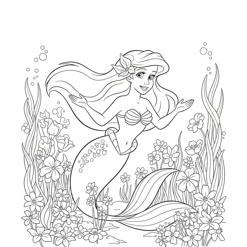 Desenhos da Ariel para Imprimir e Colorir