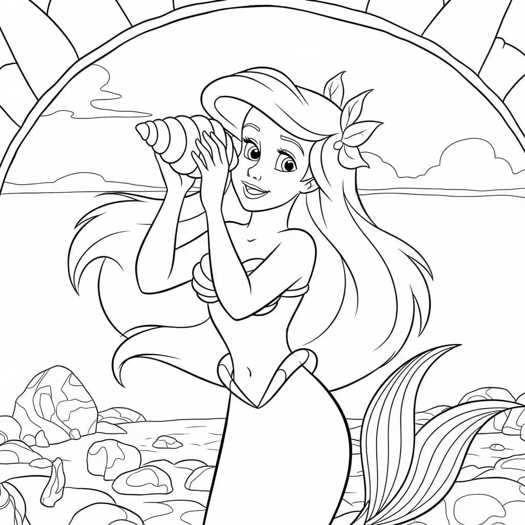 Desenhos da Ariel para Imprimir e Colorir