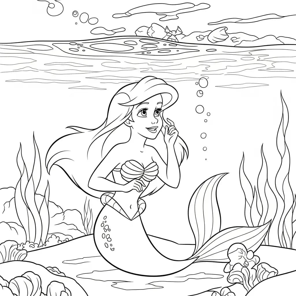 Desenhos da Ariel para Imprimir e Colorir