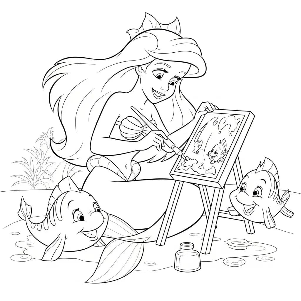 Desenhos da Ariel para Imprimir e Colorir