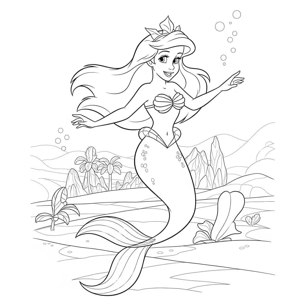 Desenhos da Ariel para Imprimir e Colorir