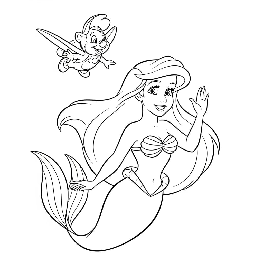 Desenhos da Ariel para Imprimir e Colorir