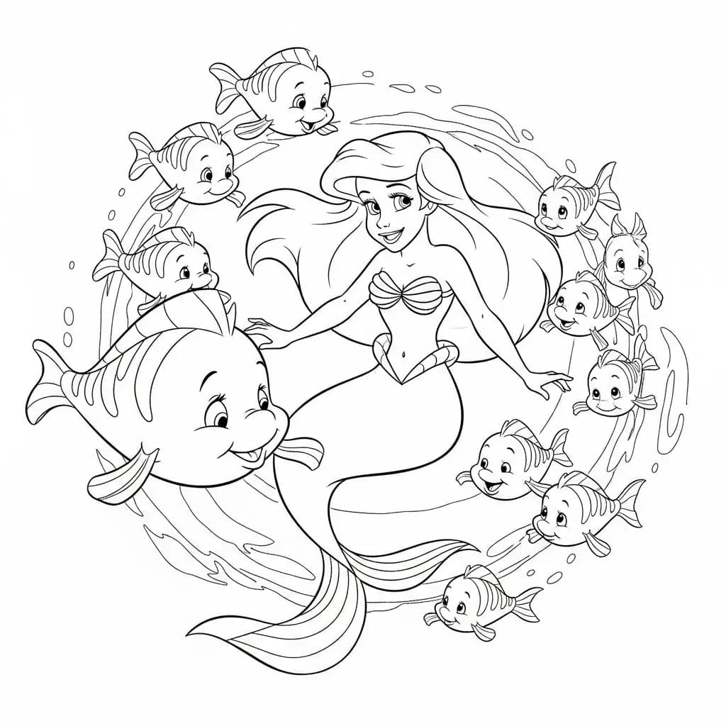 Desenhos da Ariel para Imprimir e Colorir