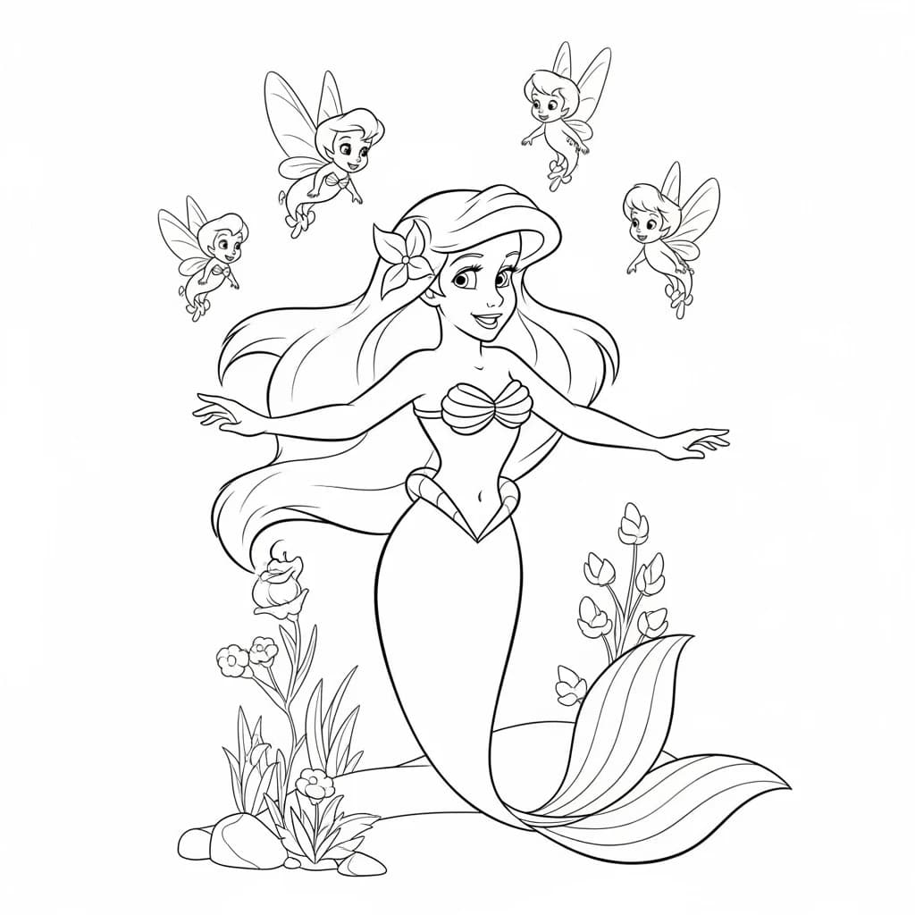 Desenhos da Ariel para Imprimir e Colorir