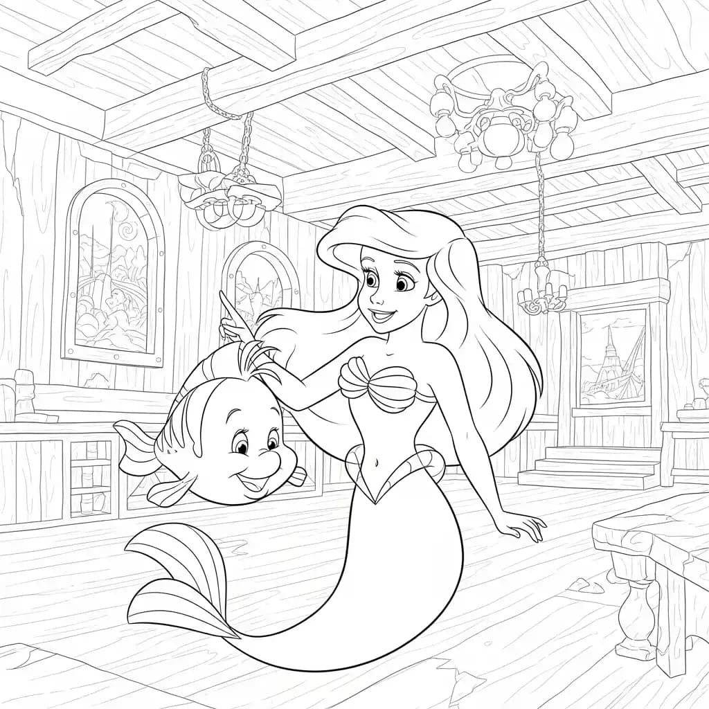 Desenhos da Ariel para Imprimir e Colorir