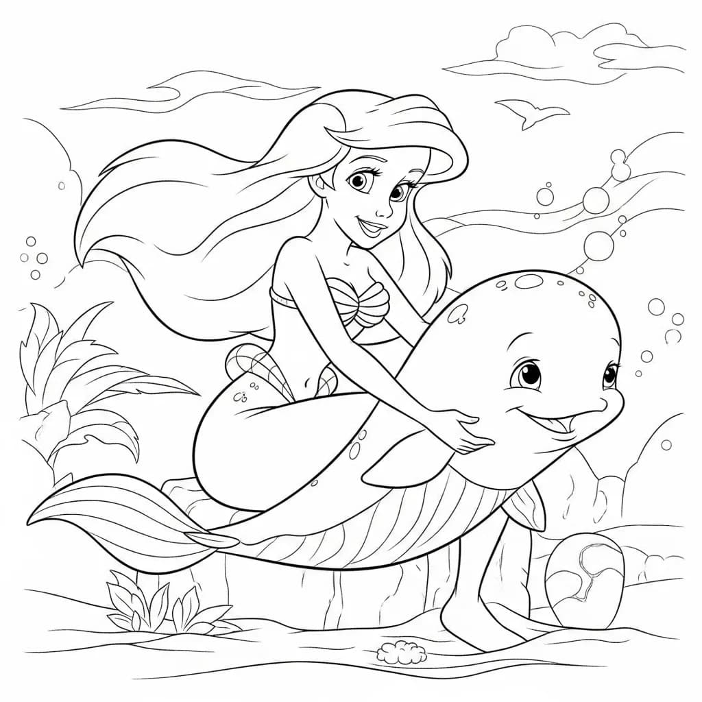 Desenhos da Ariel para Imprimir e Colorir