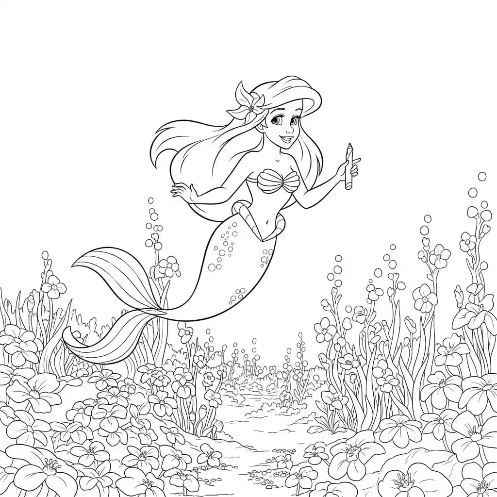 Desenhos da Ariel para Imprimir e Colorir