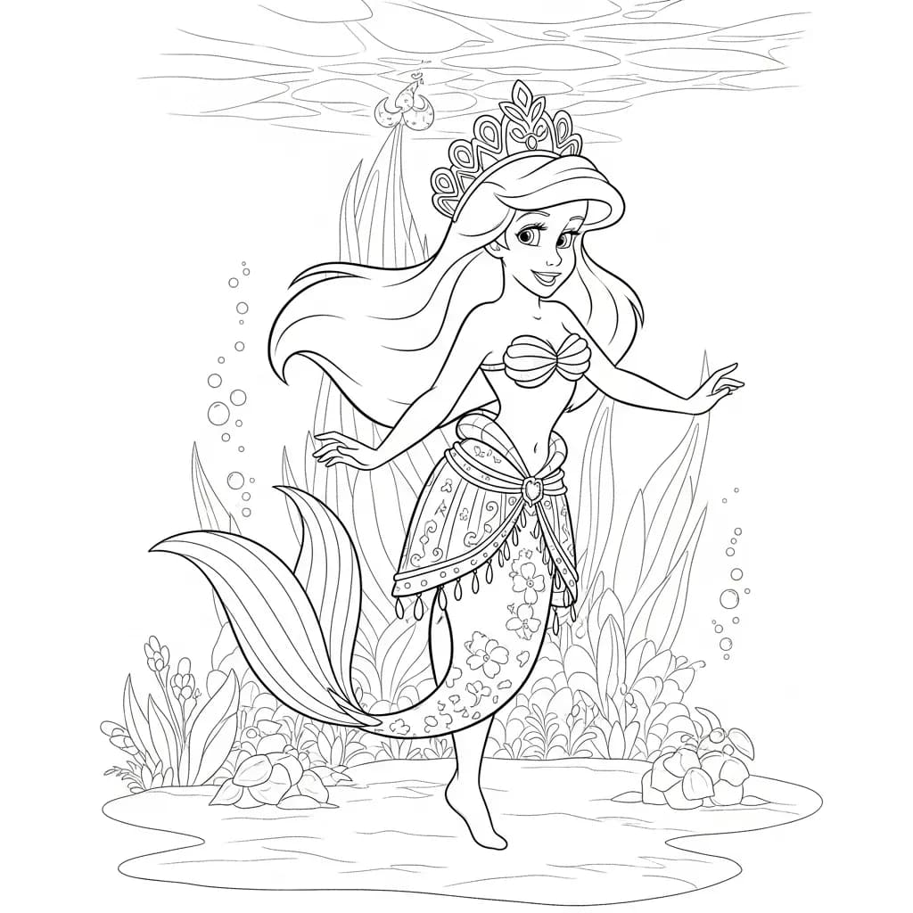Desenhos da Ariel para Imprimir e Colorir