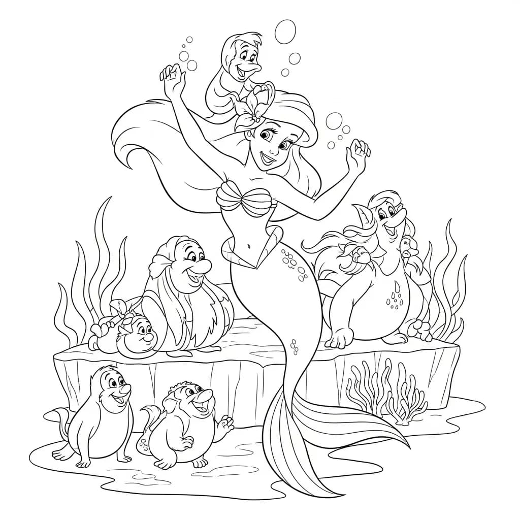 Desenhos da Ariel para Imprimir e Colorir