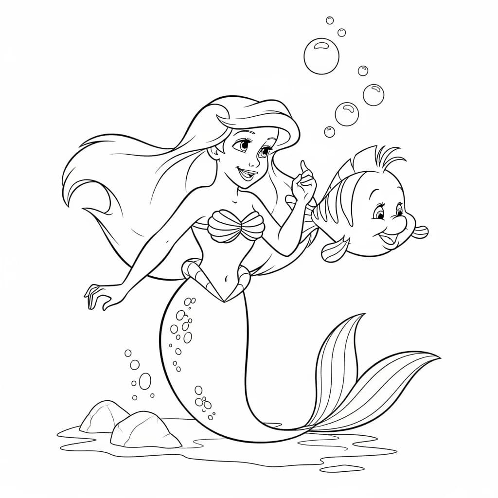 Desenhos da Ariel para Imprimir e Colorir