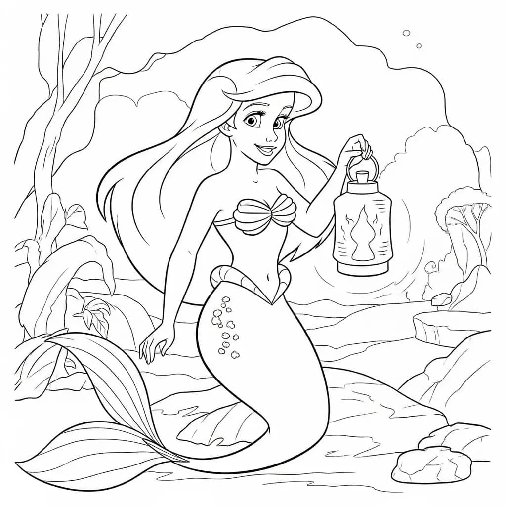 Desenhos da Ariel para Imprimir e Colorir