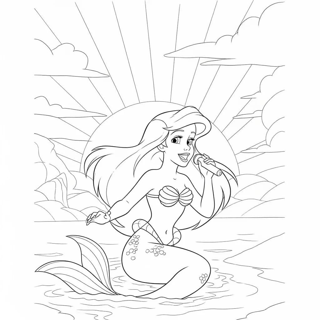 Desenhos da Ariel para Imprimir e Colorir
