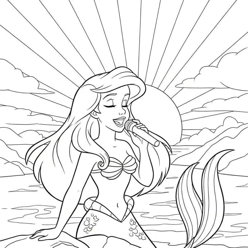 Desenhos da Ariel para Imprimir e Colorir